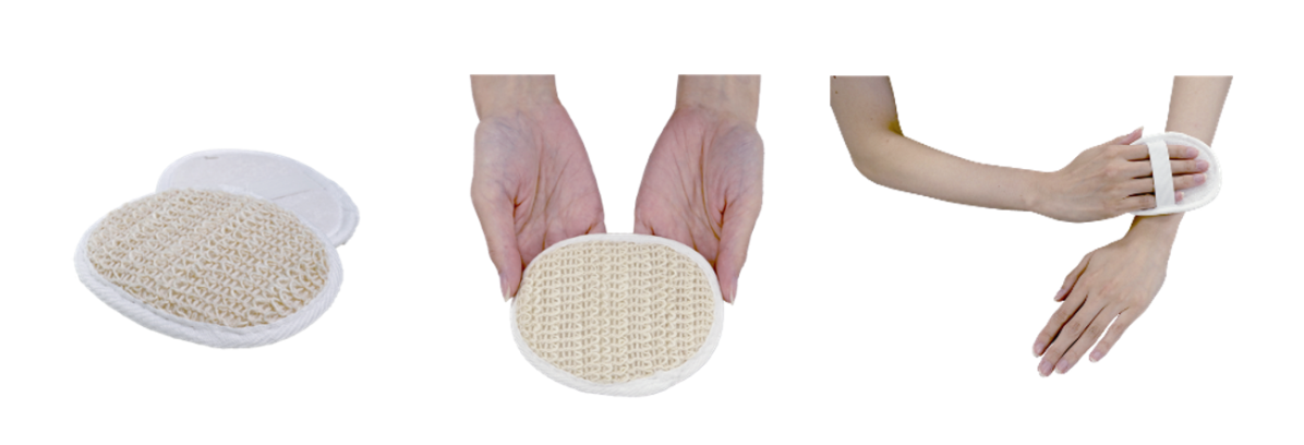 コットンとリネンの天然植物繊維を使用したボディスポンジ『SUS cotton linen sponge』