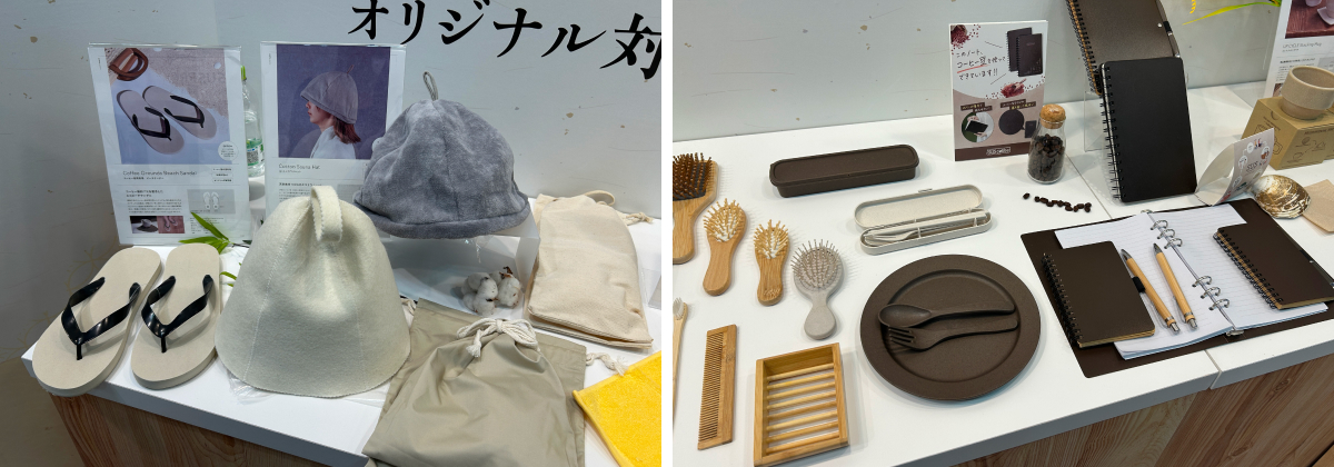 (左)夏の季節にぴったりのエコグッズ /(右)ヘアケアグッズから文具まで多彩なラインアップ