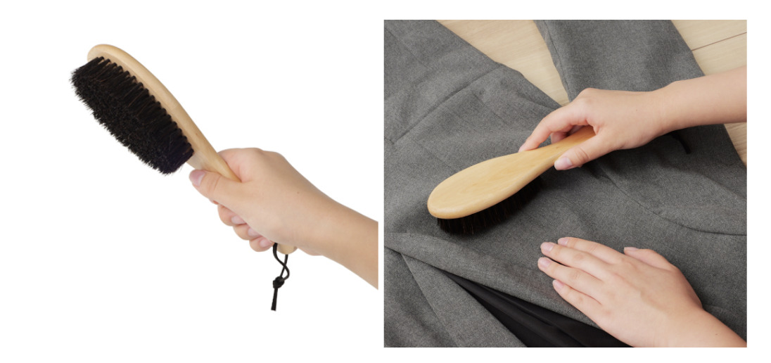 新製品3|天然の馬毛由来で、衣類をやさしく整える『SUS Wooden Clothes Brush(木製洋服ブラシ)』