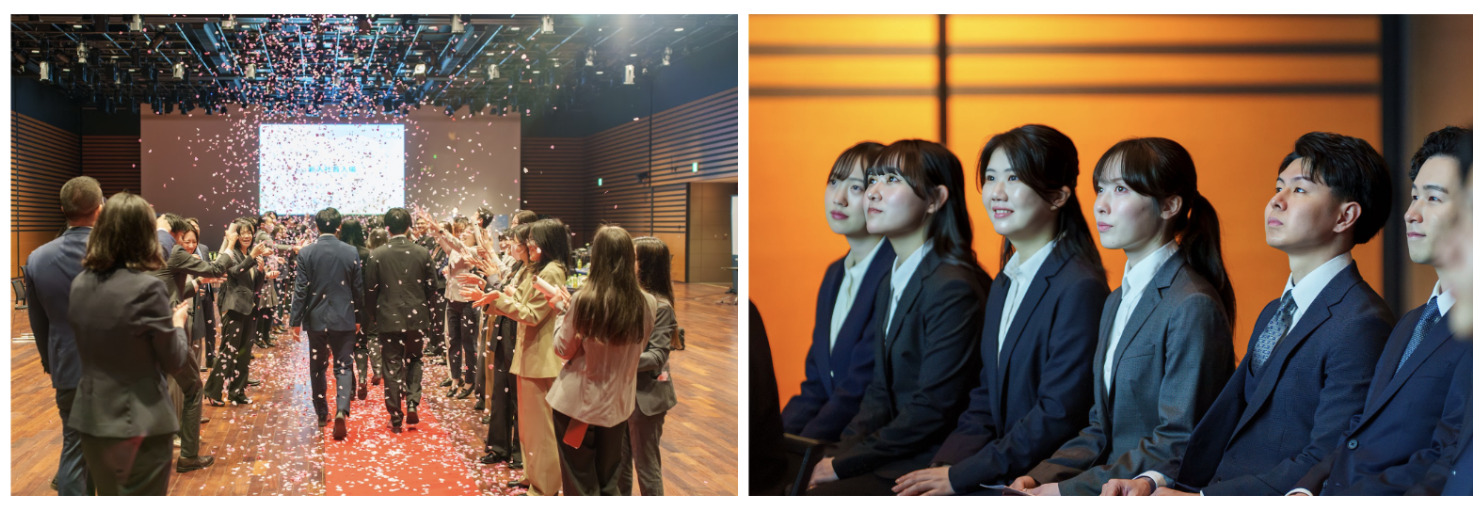 会場到着後は、社員が盛大に出迎え